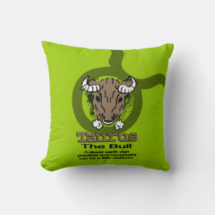 Taurus the Bull green pillow