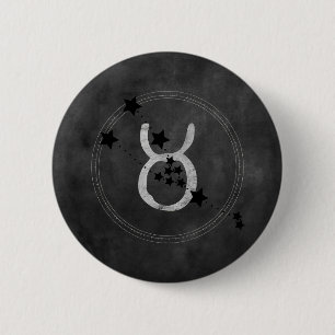 Taurus the bull zodiac constellation distressed 6 cm round badge