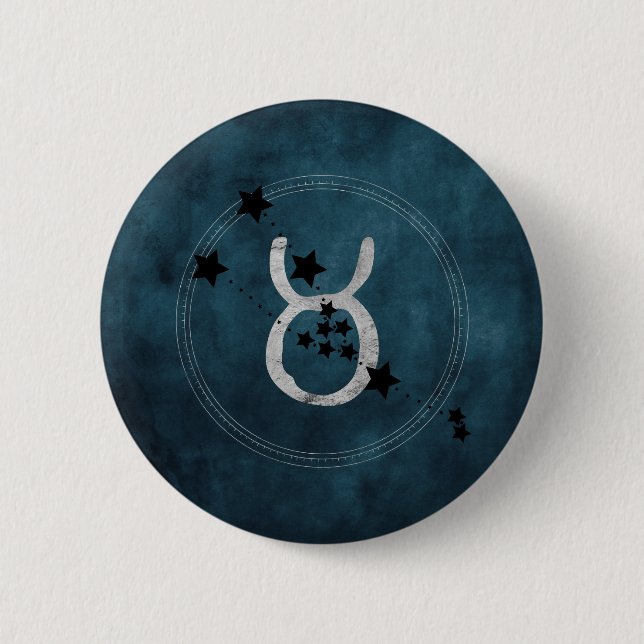 Taurus the bull zodiac constellation teal 6 cm round badge (Front)