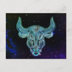taurus the bull zodiac postcard