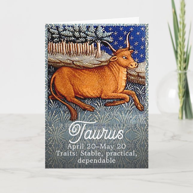 Taurus the Bull Zodiac Sign Birthday Party Card (Front)
