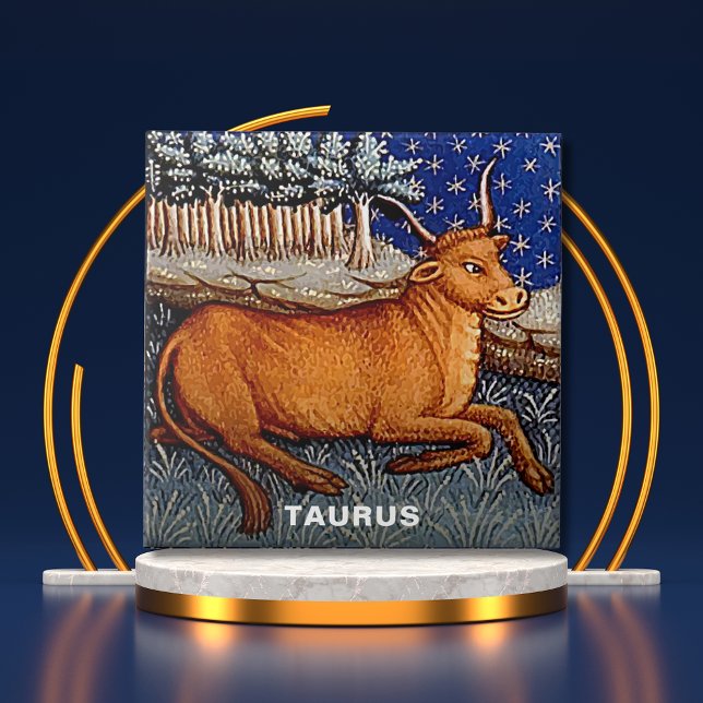 Taurus the Bull Zodiac Sign Birthday Party Ceramic Tile (Taurus the Bull Zodiac Sign Birthday Party Ceramic Tile Cover)