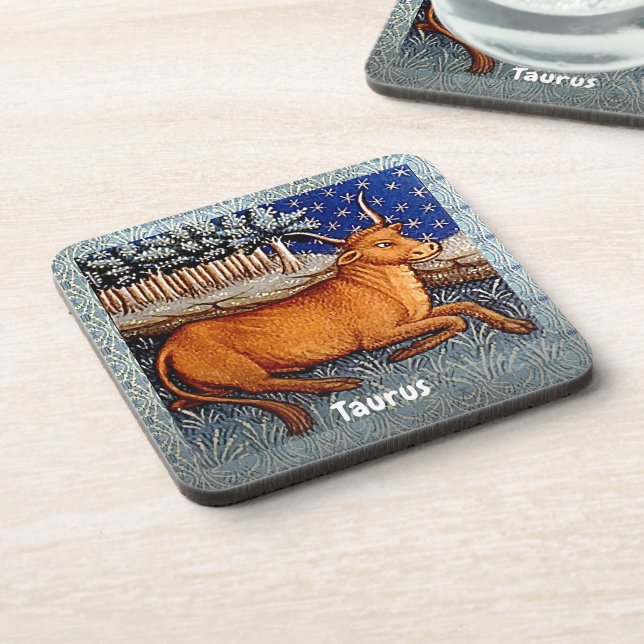Taurus the Bull Zodiac Sign Birthday Party Coaster (Left Side)