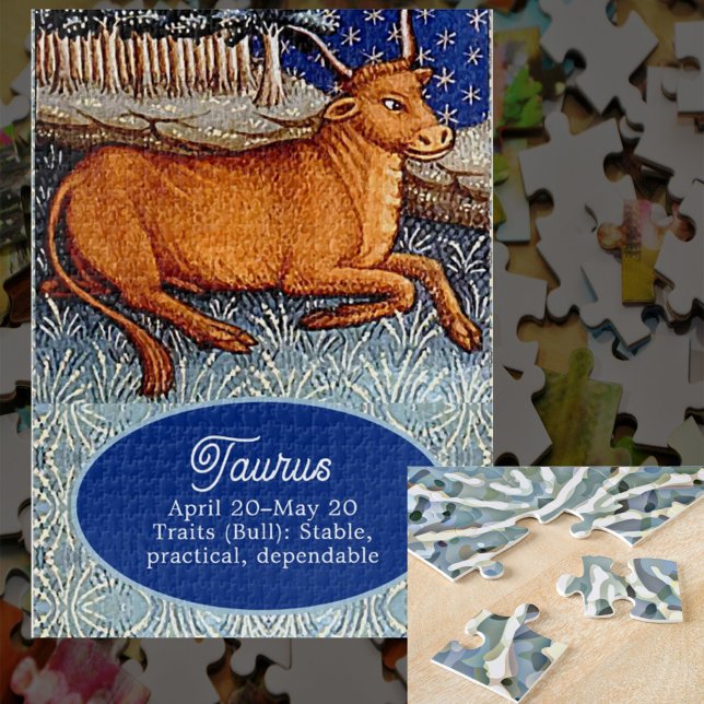 Taurus the Bull Zodiac Sign Birthday Party Jigsaw Puzzle (Creator Uploaded)