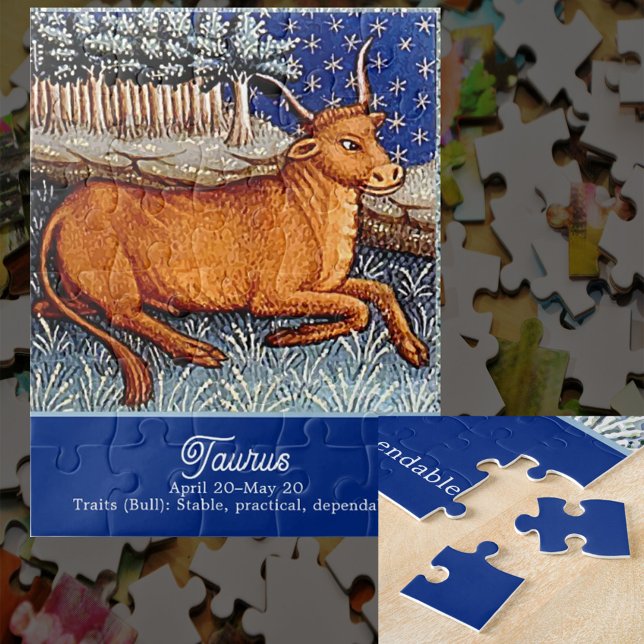Taurus the Bull Zodiac Sign Birthday Party Jigsaw Puzzle (Creator Uploaded)