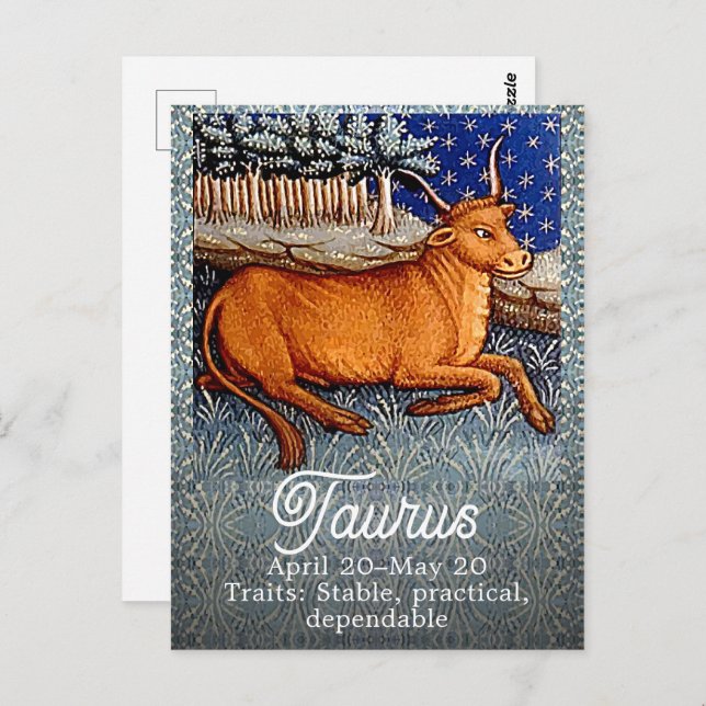 Taurus the Bull Zodiac Sign Birthday Party Postcard (Front/Back)
