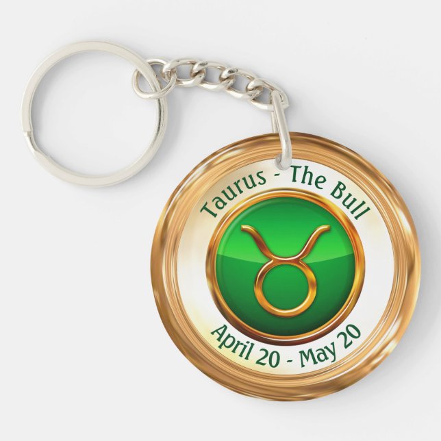 Taurus - The Bull Zodiac Sign Key Ring (Front)