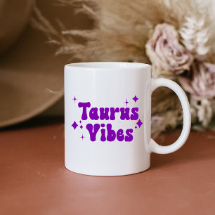 Taurus Vibes Zodiac Astrology Purple Stars Coffee  Coffee Mug