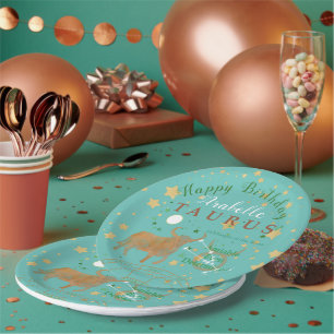 Taurus Vintage Zodiac Personalized Paper Plate