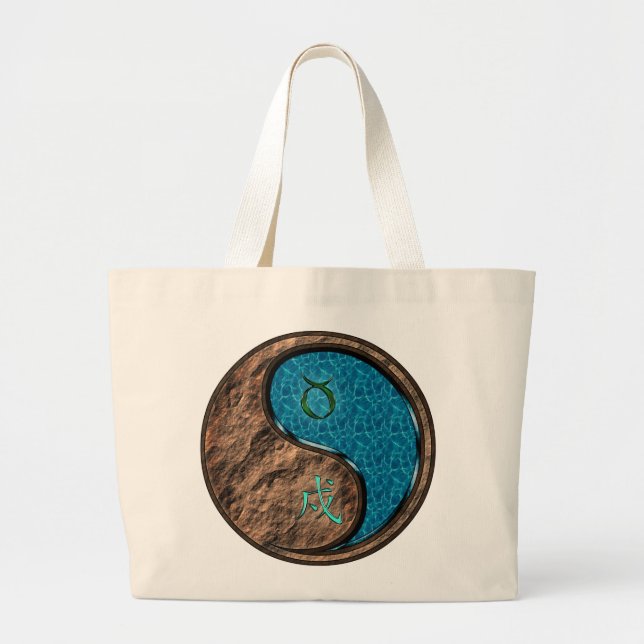 Taurus & Water Dog Large Tote Bag (Front)