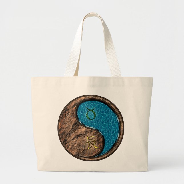 Taurus & Water Dragon Large Tote Bag (Front)