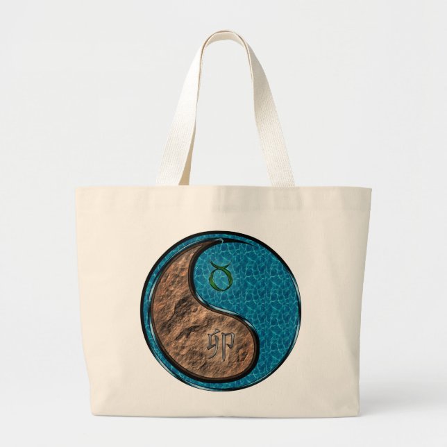 Taurus & Water Rabbit Large Tote Bag (Front)