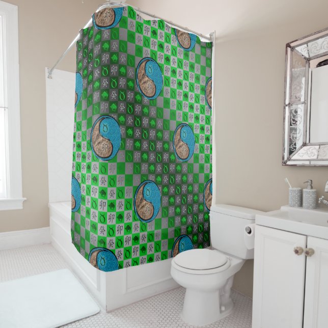 Taurus & Water Rabbit Shower Curtain (In Situ)