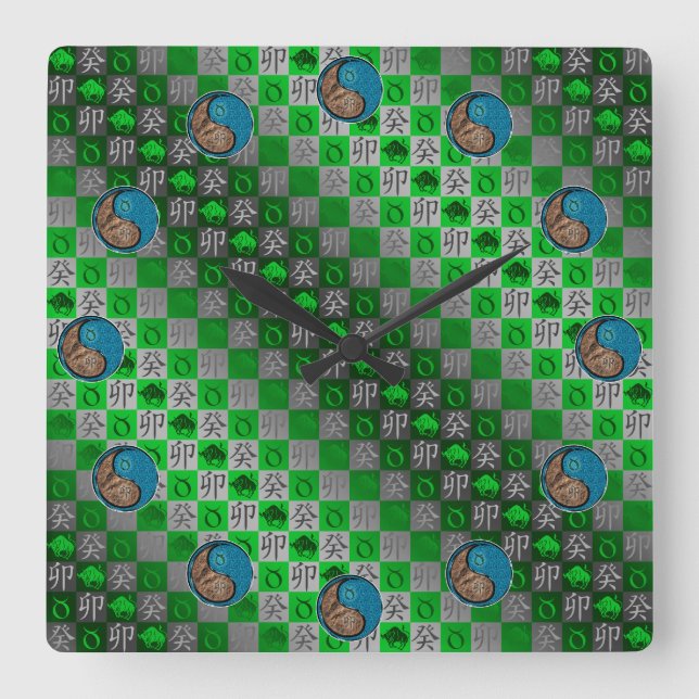 Taurus & Water Rabbit Square Wall Clock (Front)