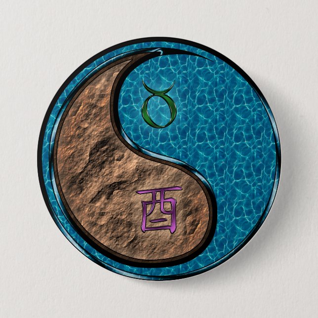 Taurus & Water Rooster 7.5 Cm Round Badge (Front)