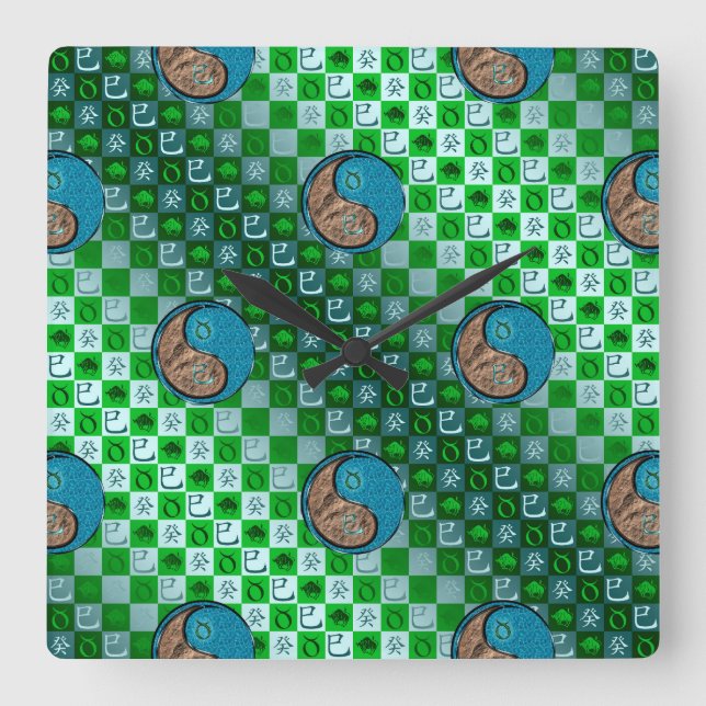 Taurus & Water Snake Square Wall Clock (Front)