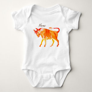 Taurus Watercolor Art Baby Bodysuit