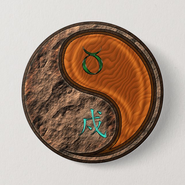 Taurus & Wood Dog 7.5 Cm Round Badge (Front)