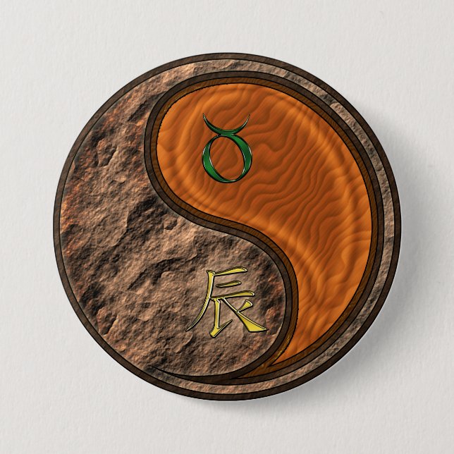Taurus & Wood Dragon 7.5 Cm Round Badge (Front)
