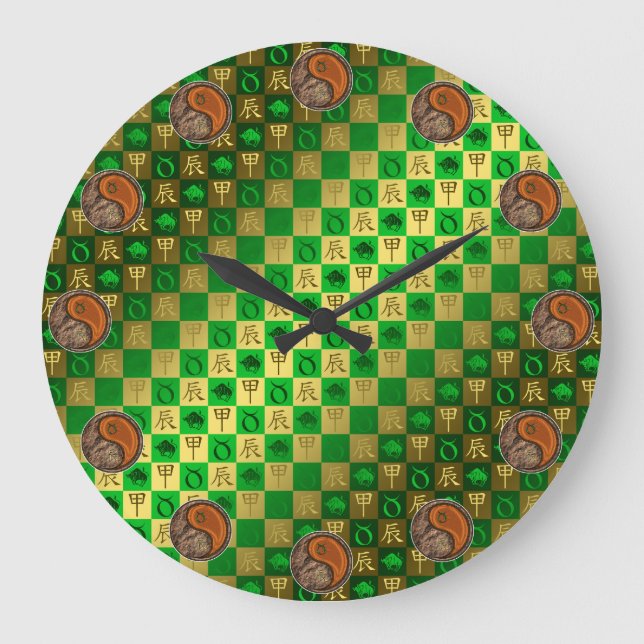 Taurus & Wood Dragon Large Clock (Front)