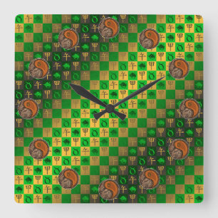 Taurus & Wood Horse Square Wall Clock