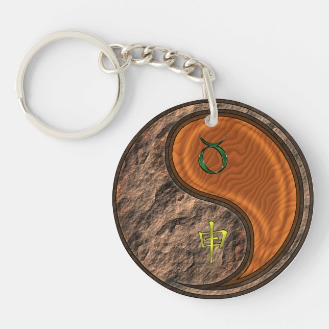 Taurus & Wood Monkey Key Ring (Front)