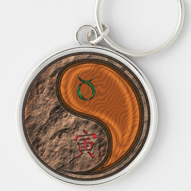 Taurus & Wood Tiger Key Ring (Front)