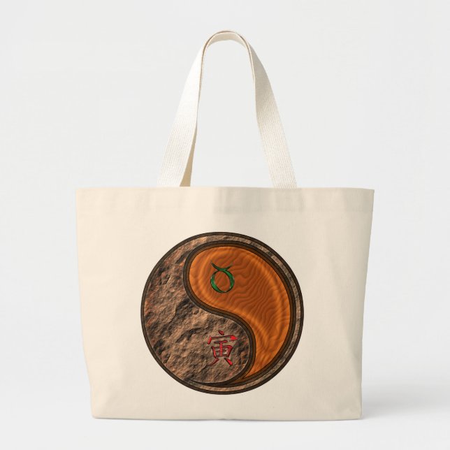 Taurus & Wood Tiger Large Tote Bag (Front)