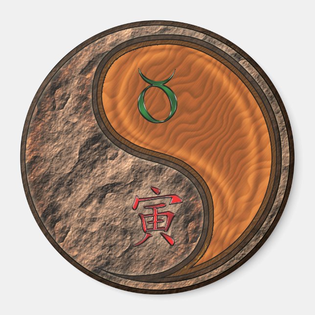 Taurus & Wood Tiger Magnet (Front)