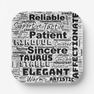 Taurus Word Cloud Inspiration Paper Plate