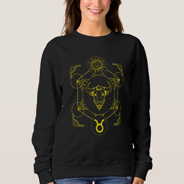 Taurus Zodiac And Sun Metatron Cube Astrologist Sweatshirt (Front)