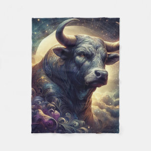 Taurus Zodiac Art - Majestic Bull Fleece Blanket
