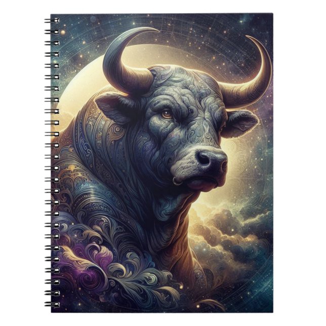 Taurus Zodiac Art - Majestic Bull Notebook (Front)