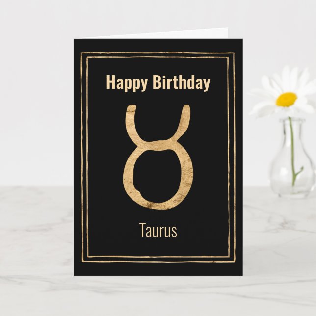 Taurus zodiac astrology gold Happy Birthday Card (Small Plant)