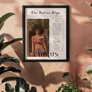 Taurus   Zodiac Astrology Photo Newspaper Poster