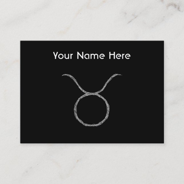 Taurus. Zodiac Astrology Sign. Black. Business Card (Front)