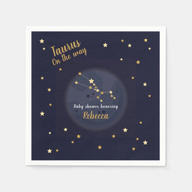 Taurus zodiac baby shower napkin (Front)