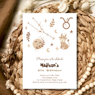 Taurus zodiac boho kids birthday Invitation