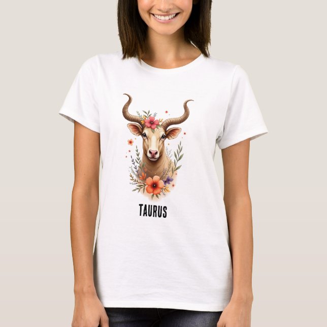 Taurus zodiac boho watercolor T-Shirt (Front)