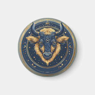 Taurus Zodiac Bull Emblem With Gold Ring Magnet