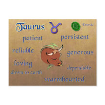 Taurus zodiac characteristics postcard