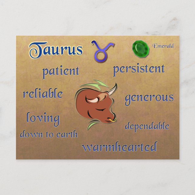Taurus zodiac characteristics postcard (Front)