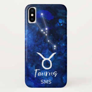 Taurus Zodiac Constellation Blue Galaxy Monogram Case-Mate iPhone Case