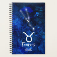 Taurus Zodiac Constellation Blue Galaxy Monogram