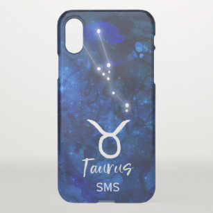 Taurus Zodiac Constellation Blue Galaxy Monogram iPhone XS Case