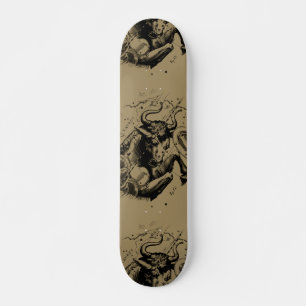Taurus Zodiac Constellation Hevelius 1690 on Taupe Skateboard
