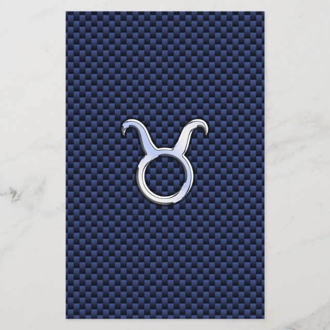 Taurus Zodiac Decor Navy Blue Carbon Fibre Print Flyer (Front)