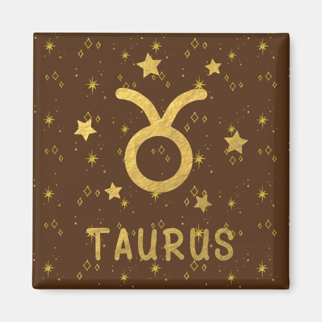 Taurus Zodiac Earthy Brown Magnet (Front)
