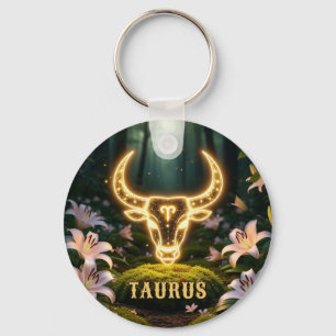 Taurus Zodiac Gift With Botanical Luxury Key Ring
