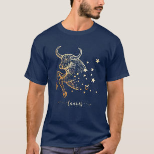 Taurus Zodiac Gold Monochrome Graphic T-Shirt